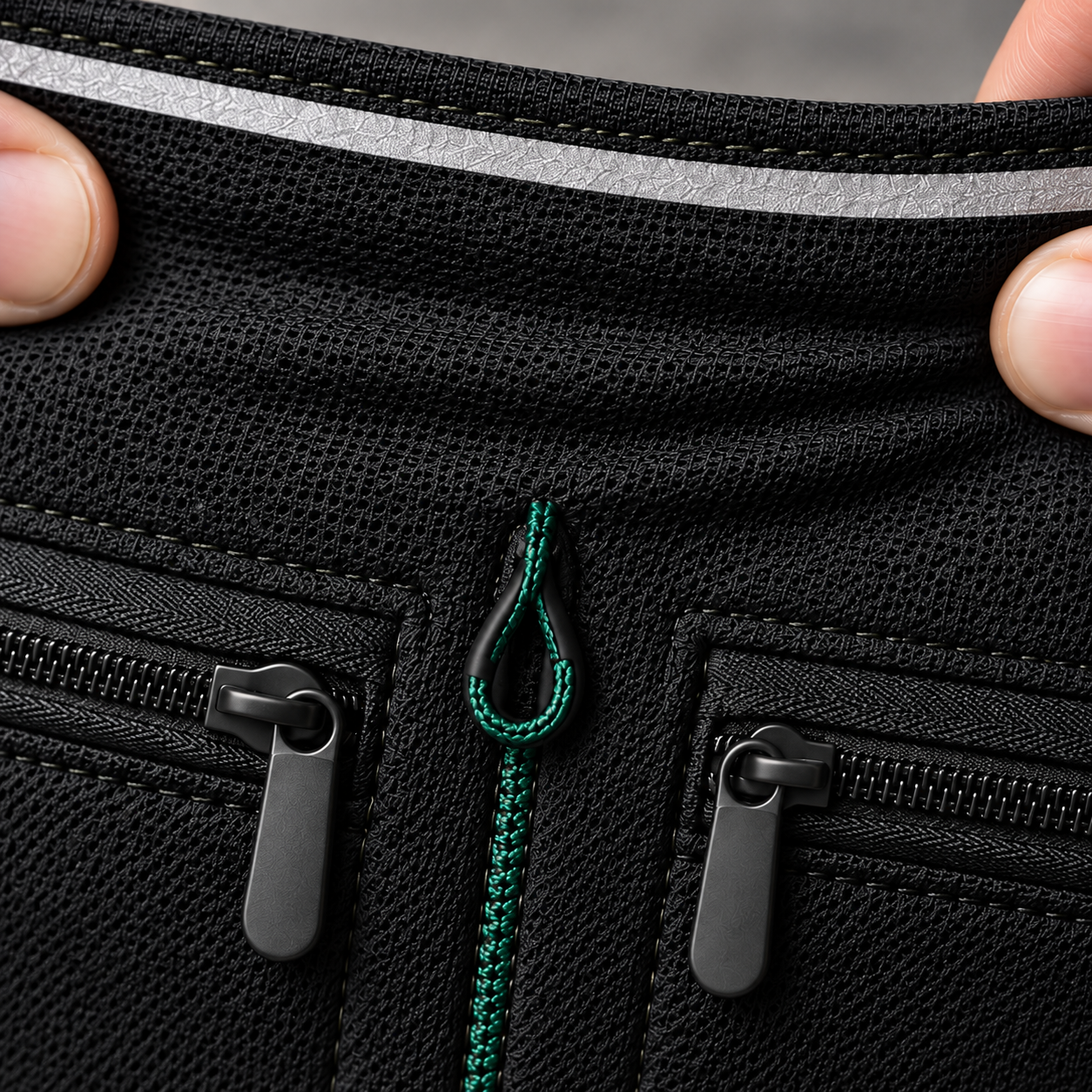 Nahaufnahme des elastischen und atmungsaktiven Materials des WildFit Runner's Belt